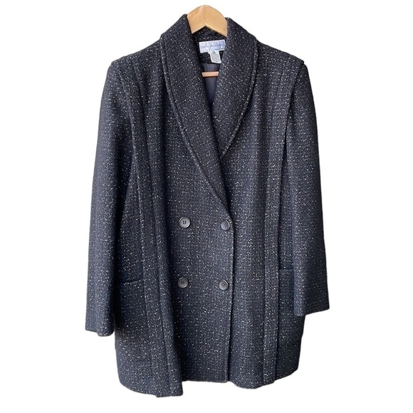 David Benjamin Jacket Peacoat Outerwear Vintage Black Wool Preppy Business Sz 14 - Picture 1 of 6